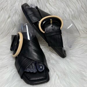 AGL Oversized Buckle Leather Sandals